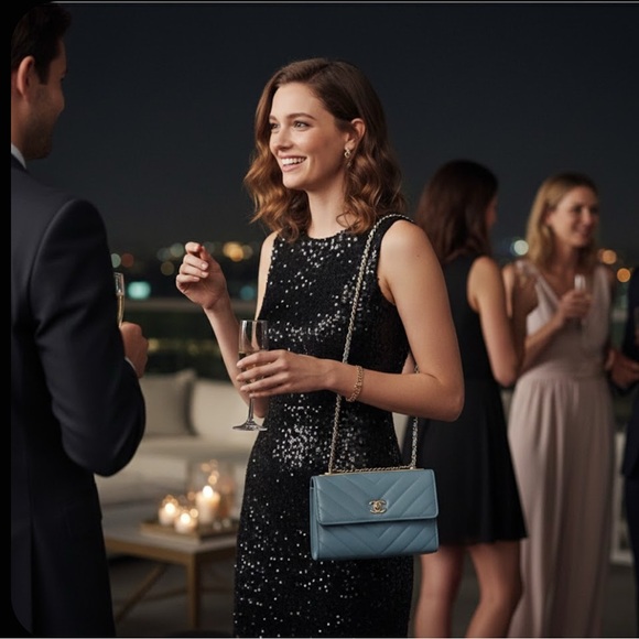 Chanel WOC Trendy Chevron CC blue crossbody bag with the box - Picture 3 of 17